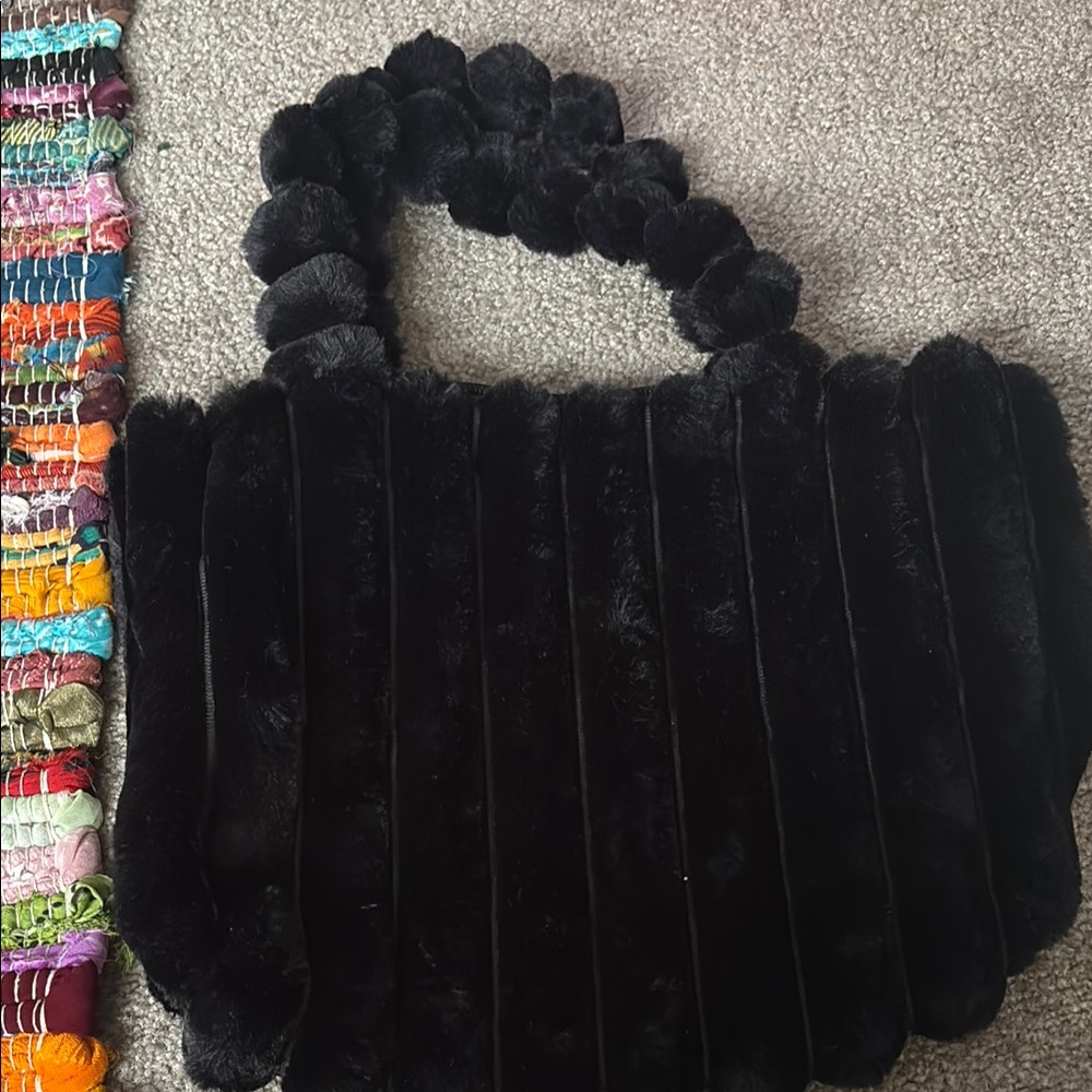 Elegant Black Faux Fur Women's Bag